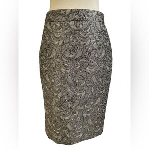 Ann Taylor Brown and Tab Brocade Pencil Skirt